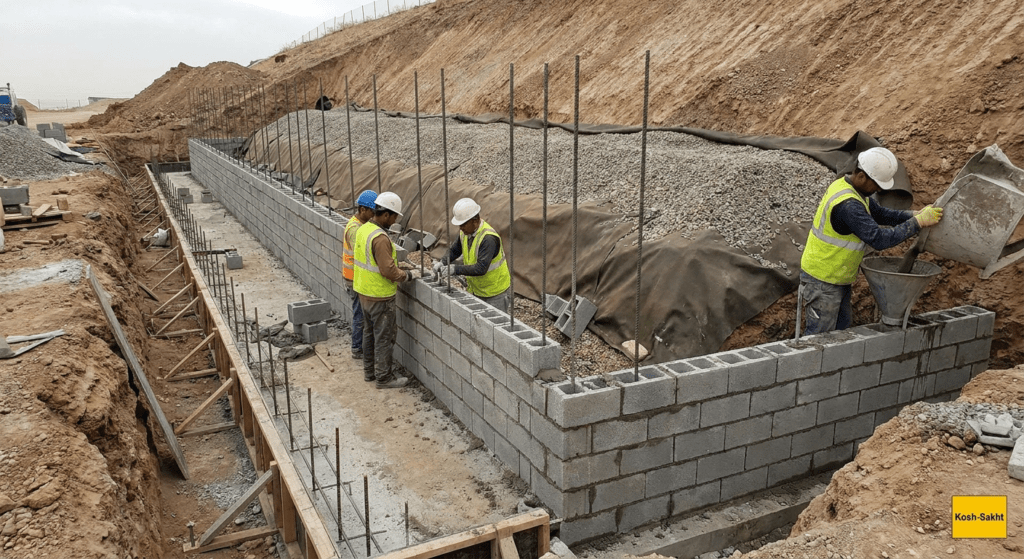 reinforced masonry retaining wall